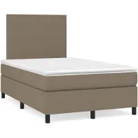 vidaXL Boxspring met matras stof taupe 120x200 cm