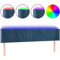vidaXL Hoofdbord LED 163x16x78/88 cm fluweel donkerblauw