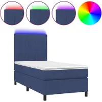 vidaXL Boxspring met matras en LED stof blauw 80x200 cm