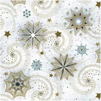 Merkloos Daisy kerst thema servetten - 40x st - 33 x 33 cm - sneeuwvlokken - Feestservetten