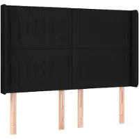 vidaXL Hoofdbord met randen 147x16x118/128 cm stof zwart