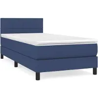 vidaXL Boxspring met matras stof blauw 90x200 cm