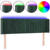 vidaXL Hoofdbord LED 147x16x78/88 cm fluweel donkergroen