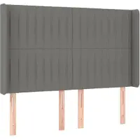 vidaXL Hoofdbord met randen 147x16x118/128 cm stof donkergrijs
