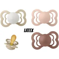BIBS Supreme Latex fopspeen 0-6 maand 4 stuks Blush,Woodchuck,Vanilla en Vanilla Night Glow maat 1