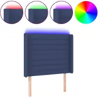vidaXL Hoofdbord LED 83x16x118/128 cm stof blauw