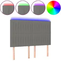 vidaXL Hoofdbord LED 144x5x118/128 cm stof donkergrijs