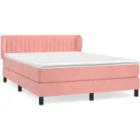 vidaXL Boxspring met matras fluweel roze 140x190 cm