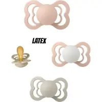 BIBS Supreme Latex fopspeen 0-6 maand 4 stuks Vanilla,Sand,Blush en Blush Glow maat 1