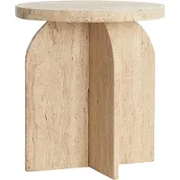 Light & Living Bijzettafel Ø41x48 cm OTINIA travertin zand (Naturel, 41x41x48 diameter: 41cm)