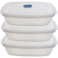 Whitefurze Vershoudbakje/bewaarbakje - 3x - magnetron/vriezer - transparant - kunststof - 400 ML