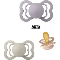 BIBS Supreme Latex fopspeen 6-18 maand 3 stuks Fossil Grey,Blush en Sand maat 2