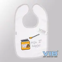 Vib - Slabbetje Luxe velours - Mijn 1e Hapje (Wit-Grijs) - Babykleertjes - Slabbetjes - zwangerschap aankondiging - baby aankondiging