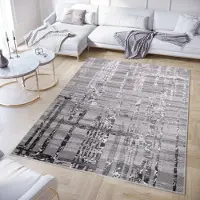 Tapiso Crystal Vloerkleed Donkergrijs Modern 3D Effect Tapijt Maat- 160x220