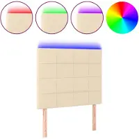 vidaXL Hoofdbord LED 80x5x118/128 cm stof crèmekleurig