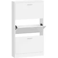 vidaXL Schoenenkast 59x17x108 cm bewerkt hout hoogglans wit