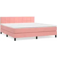 vidaXL Boxspring met matras fluweel roze 180x200 cm
