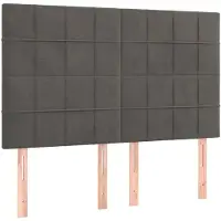 vidaXL Hoofdbord donkergrijs 144x5x118/128 cm Fluweel
