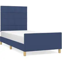vidaXL Bedframe zonder matras 90x190 cm stof blauw
