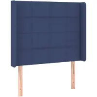 vidaXL Hoofdbord met randen 83x16x118/128 cm stof blauw