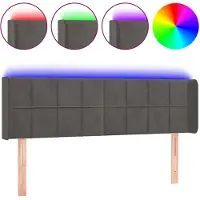 vidaXL Hoofdbord LED 147x16x78/88 cm fluweel donkergrijs