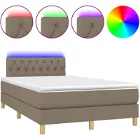 vidaXL Boxspring met matras en LED stof taupe 120x200 cm