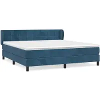 vidaXL Boxspring met matras fluweel donkerblauw 180x200 cm