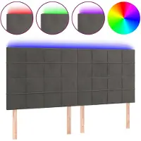 vidaXL Hoofdbord LED 160x5x118/128 cm fluweel donkergrijs