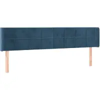 vidaXL Hoofdbord met randen 203x16x78/88 cm fluweel donkerblauw