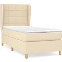 vidaXL Boxspring met matras stof crèmekleurig 100x200 cm