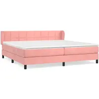 vidaXL Boxspring met matras fluweel roze 200x200 cm