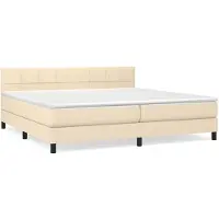 vidaXL Boxspring met matras stof crèmekleurig 200x200 cm