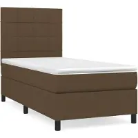 vidaXL Boxspring met matras stof donkerbruin 90x190 cm