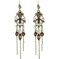 Behave - Oorbellen - Oorhangers Vintage antiek goudkleur met bruine kristal stenen