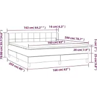 vidaXL Boxspring met matras fluweel lichtgrijs 160x200 cm