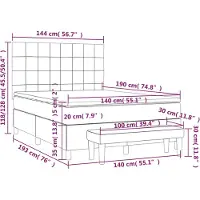 vidaXL Boxspring met matras fluweel roze 140x190 cm