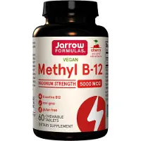 Jarrow Formulas , Vegan Methyl B-12, Maximum Strength, Cherry, 5.000 mcg, 60 Chewing Tablets