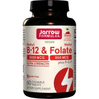 Jarrow Formulas Methyl B-12 & Methyl Folate, kersensmaak (60 Zuigtabletten) - vitamines, vitamine-b12 - vitamine-b12