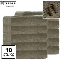The One Towelling Classic Strandlakens - 100 x 180 cm - 10 Stuks - Voordeelverpakking - Hoge vochtopname - 100% Gekamd katoen - Olijfgroen