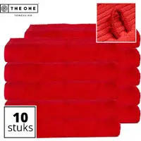The One Towelling Classic Strandlakens - 100 x 180 cm - 10 Stuks - Voordeelverpakking - Hoge vochtopname - 100% Gekamd katoen - Rood