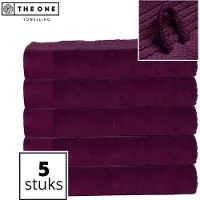 The One Towelling Classic Strandlakens - 100 x 180 cm - 5 Stuks - Voordeelverpakking - Hoge vochtopname - 100% Gekamd katoen - Pruim