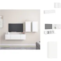 vidaXL Tv-kastenset - Tv-kastensets - Tv-kasten - Tv-meubelset - 4-delige Tv-meubelset bewerkt hout wit
