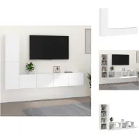 vidaXL Tv-kast - Tv-kasten - Tv-meubel - Hifi-meubel - 4-delige Tv-meubelset bewerkt hout wit