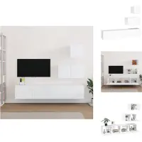 vidaXL Tv-meubelset - Tv-meubelsets - Tv-meubel - Tv Meubelset - 4-delige Tv-meubelset bewerkt hout wit