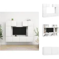 vidaXL Tv-kastenset - Tv-kastensets - Tv-kasten - Tv-meubelset - 6-delige Tv-meubelset bewerkt hout wit