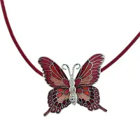 Behave - Vlinder ketting dames - Emaille rood - Retro sieraden trend