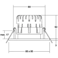 Brumberg Downlight BB21, dimbaar, alu / grijs / zink, Badkamer, Aluminium, downlight