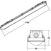 Brumberg Humid One Pro LED badlamp Dali 119cm Pro, dimbaar, alu / grijs / zink, Roestvrij staal