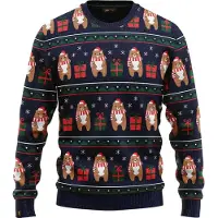 JAP Christmas JAP Foute kersttrui - Beer met geschenk - Kerstcadeau - Dames en heren - Kerst - L - Donkerblauw
