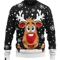 JAP Christmas JAP Foute kersttrui - Rudolf het rendier - Kerstcadeau - Dames en heren - Kerst - XL - Zwart